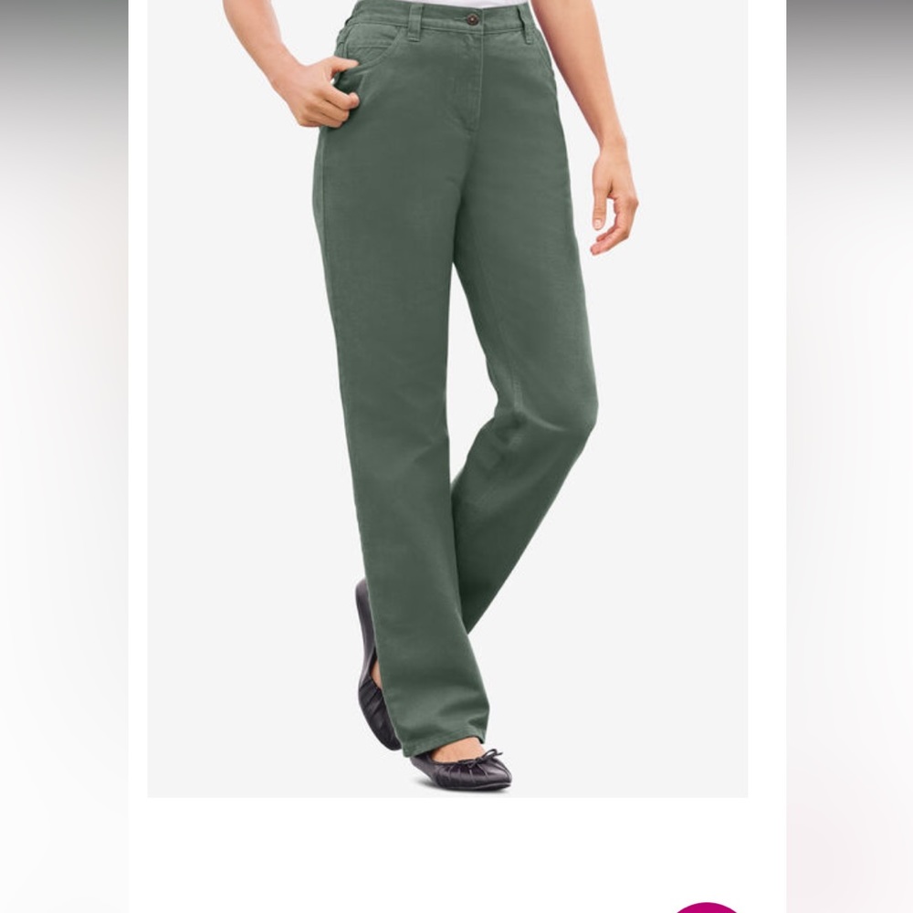 Back-Elastic Waist Perfect Jean 36 W Tall Olive Green